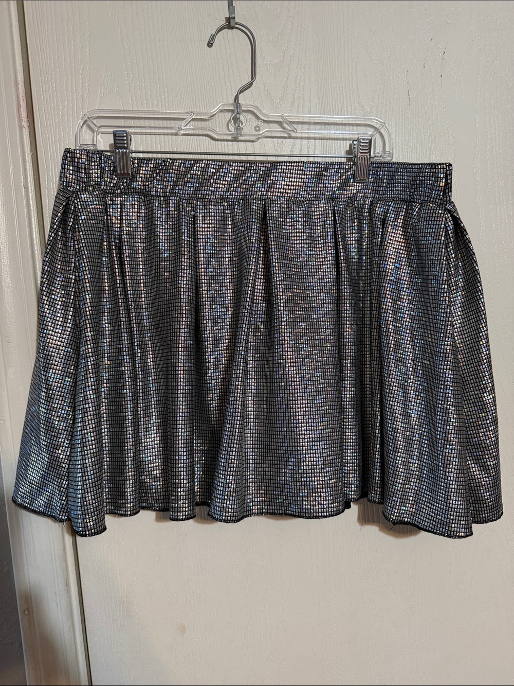 SHEIN Holographic Silver Metallic Circle Skirt